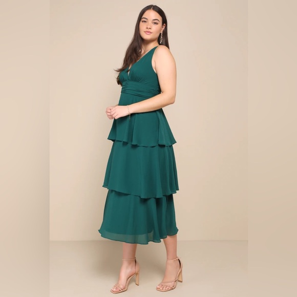 celebration time emerald green sleeveless tiered midi dress Elphie Strapless Sequin Corset Midi Dress - Green | Occasion Dress in Sizes  XXS–6X main image 0
